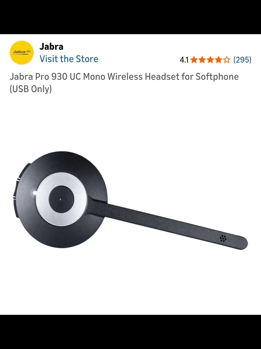 Jabra Pro 930 UC Mono Wireless Headset for Softphone (USB Only)